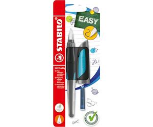 STABILO Ergonomic School Fountain Pen EASYbuddy - Left Handed - Black/Sky Blue