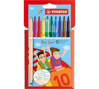 STABILO Felt Tip Pen Trio 2 in 1 - Pack of 10 - Assorted colours
