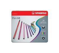 Premium Fibre-Tip Pen - STABILO Pen 68 - ARTY - Tin of 20 - Assorted Colours