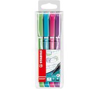 STABILO Fineliner with Cushioned F-Tip SENSOR fine - Pack of 4 - Light Green, Turquoise, Pink, Lilac