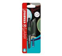 STABILO Flow - Fountain Pen - SPORTY - Medium Nib - Pack of 1 - Forest including Blue Ink Cartridge