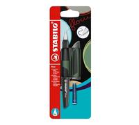 STABILO Flow - Fountain Pen - SPORTY - Medium Nib - Pack of 1 - Forest including Blue Ink Cartridge