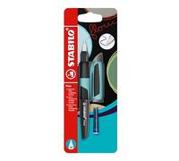STABILO Flow - Fountain Pen - SPORTY - Medium Nib - Pack of 1 - Puristblue/Black including Blue Ink Cartridge