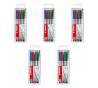 STABILO - Foil Pen - OHPen Universal - Water Soluble Medium - 5 x Pack of 4 - Green, Red, Blue, Black