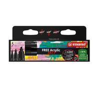 STABILO FREE - Acrylic Marker - ARTY - Mix-Tip Set - Pack of 3 - Black