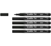 STABILO FREE Acrylic Marker - ARTY - T100 Round Tip 1-2mm - Pack of 5 - Black