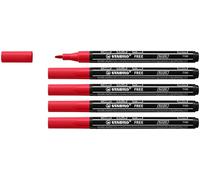 STABILO FREE - Acrylic Marker - ARTY - T100 Round Tip 1-2mm - Pack of 5 - Carmine
