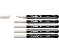 STABILO FREE Acrylic Marker - ARTY - T100 Round Tip 1-2mm - Pack of 5 - Pure White