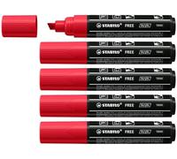 STABILO FREE - Acrylic Marker - ARTY - T800C Chisel Tip 4-10mm - Pack of 5 - Carmine