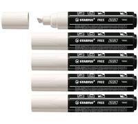 STABILO FREE - Acrylic Marker - ARTY - T800C Chisel Tip 4-10mm - Pack of 5 - Pure White