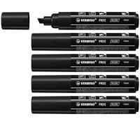 STABILO FREE - Acrylic Marker - ARTY - T800C Chisel Tip 4-10mm - Pack of 5 - Black