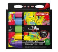 STABILO FREE - Acrylic Marker - ARTY - T800C Chisel Tip 4-10mm - Pack of 5 - SEASIDE - Assorted Colours