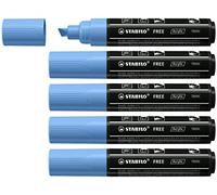 STABILO FREE Acrylic Marker - T800C Chisel Tip 4-10mm | Pack of 5 - Cobald Blue