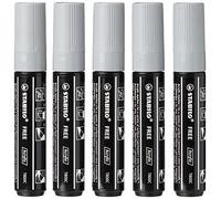STABILO FREE Acrylic Marker - T800C Chisel Tip 4-10mm | Pack of 5 - Dark Grey