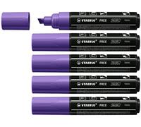 STABILO FREE Acrylic Marker - T800C Chisel Tip 4-10mm | Pack of 5 - Violet