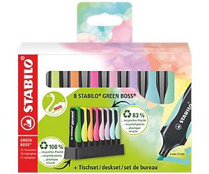 STABILO GREEN BOSS 6070/08-5 Highlighter Assorted Medium Chisel 2 - 5 mm Refillable Pack of 8