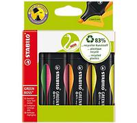 STABILO GREEN BOSS 6070/4 Highlighter Assorted Medium Chisel 2 - 5 mm Refillable Pack of 4