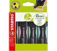 STABILO GREEN BOSS Pastel - Highlighter - Pack of 4 - Touch of Turquoise, Hint of Mint, Pink Blush, Lilac Haze