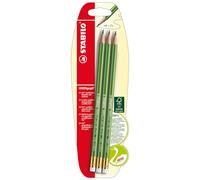STABILO GREENgraph - FSC Certified Graphite Pencil with Eraser - Pack of 3 - Degree HB