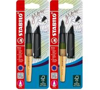 STABILO Grow - Climate-Neutral Ballpoint Pen - Pack of 2 - Moss Green/Oak Including Blue Ballpoint Refill