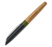 STABILO Grow - Climate-Neutral Fountain Pen - Pack of 1 - Moss Green/Oak Wood including Blue Ink Cartridge