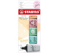 STABILO Highlighter BOSS MINI Pastellove - Pack of 5 - Touch of Turquoise, Hint of Mint, Pale Orange, Pink Blush, Dusty Grey