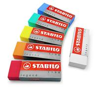 STABILO Legend & Legacy Plastic Rubber Eraser Mixed Set of 6 Erasers - One of Each Colour