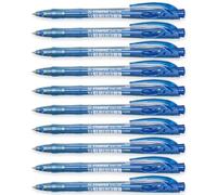 STABILO liner 308 - Retractable Ballpoint Pen - Fine 0.7mm Nib Pens - Pack of 10 (Blue)