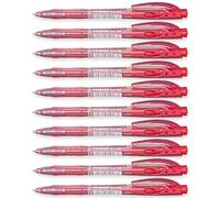 STABILO liner 308 - Retractable Ballpoint Pen - Fine 0.7mm Nib Pens - Pack of 10 (Red)