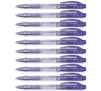 STABILO liner 308 - Retractable Ballpoint Pen - Fine 0.7mm Nib Pens - Pack of 10 (Violet)