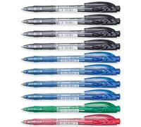 STABILO liner - Retractable Ballpoint Pen - Fine 0.7mm Nib Pens - Pack of 10 (Black, Blue, Green, Red)