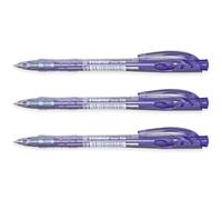 STABILO liner - Retractable Ballpoint Pen - Fine 0.7mm Nib Pens - Pack of 3 (Violet)