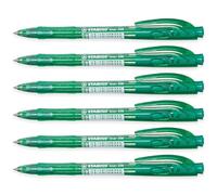 STABILO liner - Retractable Ballpoint Pen - Fine 0.7mm Nib Pens - Pack of 6 (Green)