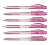 STABILO liner - Retractable Ballpoint Pen - Fine 0.7mm Nib Pens - Pack of 6 (Pink)