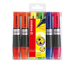 STABILO LUMINATOR 71/6 Highlighter Assorted Medium Chisel 2 - 5 mm Non Refillable Pack of 6