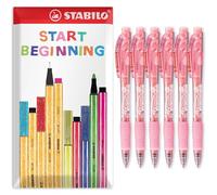 STABILO marathon - Retractable Ballpoint Pen - Fine 0.7mm Nib Pens - Envelope Gift Pack of 6 (Pink)