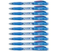 STABILO marathon - Retractable Ballpoint Pen - Fine 0.7mm Nib Pens - Pack of 10 (Blue)