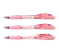 STABILO marathon - Retractable Ballpoint Pen - Fine 0.7mm Nib Pens - Pack of 3 (Pink)