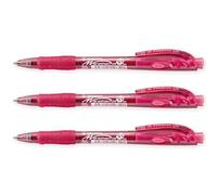 STABILO marathon - Retractable Ballpoint Pen - Fine 0.7mm Nib Pens - Pack of 3 (Red)