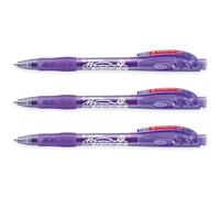 STABILO marathon - Retractable Ballpoint Pen - Fine 0.7mm Nib Pens - Pack of 3 (Violet)