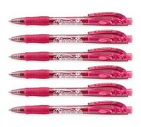 STABILO marathon - Retractable Ballpoint Pen - Fine 0.7mm Nib Pens - Pack of 6 (Red)