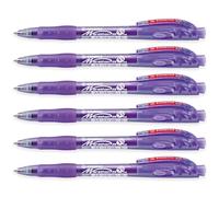 STABILO marathon - Retractable Ballpoint Pen - Fine 0.7mm Nib Pens - Pack of 6 (Violet)