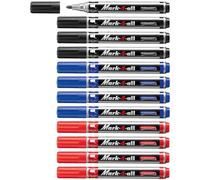 STABILO Mark-4-all - Permanent Marker Pen - Bullet Tip (Black, Blue, Red, Pack of 12)