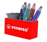 STABILO Markdry Marker Pen - Magnetic Pot x 5 Felt Pens for Whiteboards and Whiteboards + 1 Markdry Cloth