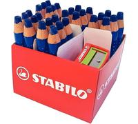 STABILO MARKdry - Maxi School Pack of 30 Markdry Erasable Markers - Blue Slate and Whiteboard + 2 Pencil Sharpeners
