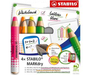 STABILO MARKdry - Whiteboard and Flipchart Marker Pencil | Pack of 4 - Assorted
