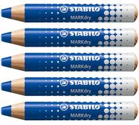 STABILO MARKdry - Whiteboard and Flipchart Marker Pencil - Pack of 5 - Blue
