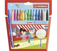 STABILO Medium Fibre-Tip Pen power - Pack of 15 - Assorted Colours