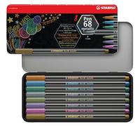 Metallic Premium Felt Tip Pen - STABILO Pen 68 Metallic - Tin of 8 - Assorted Co