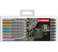 Metallic Premium Felt Tip Pen - STABILO Pen 68 Metallic - Wallet of 8 - Assorted